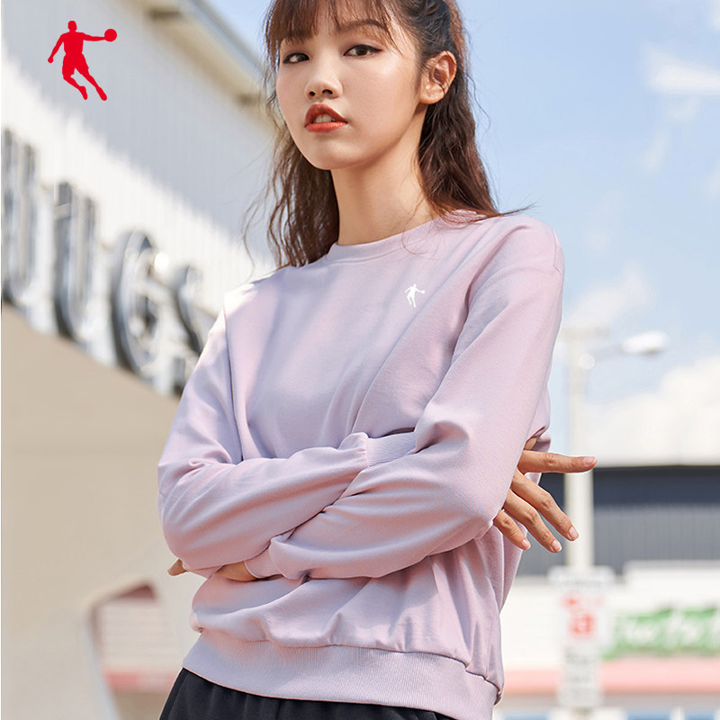 乔丹运动卫衣女2021春季新款官网套头衫长袖外套圆领休闲上衣女
