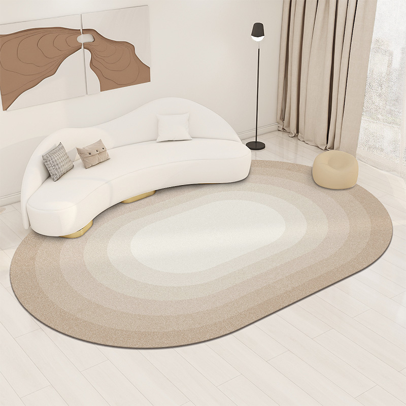 椭圆形地毯纯色渐变北欧客厅茶几沙发卧室大面积满铺床边地垫定制