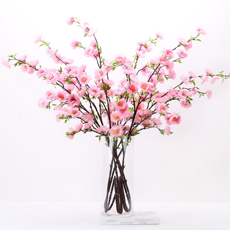 客厅摆设干花落地桃花假花装饰樱花室内插花餐桌摆花艺仿真绢花束