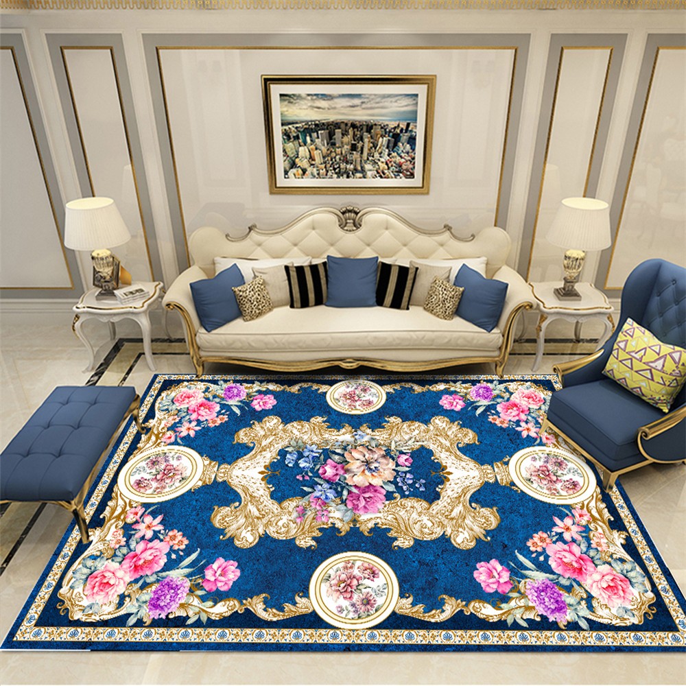 欧式客厅卧室床前沙发茶几垫宫廷复古满铺家用长方形地毯可水洗