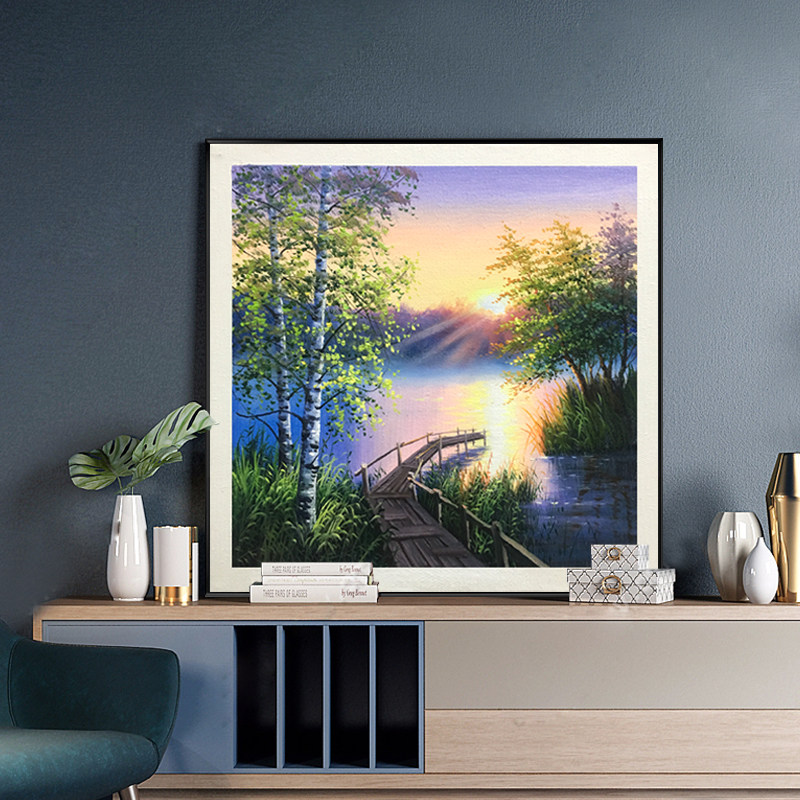 纯手绘油画写实风景客厅装饰画轻奢时尚玄关楼梯挂画餐厅书房壁画