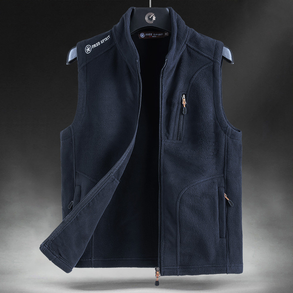 backtoblue旗舰店的优惠券大全—摇粒绒马甲男秋冬季加绒加厚宽松坎肩