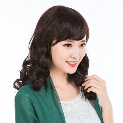 正品假发女中老年长卷发妈妈气质长发大波浪卷发型斜刘海短发假发