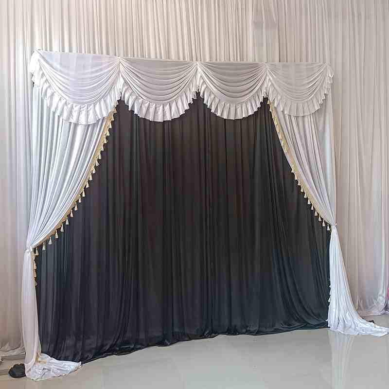 白事灵堂背景布丧事幕布黑白色葬礼灵棚布幔装饰殡礼孝堂布置用品