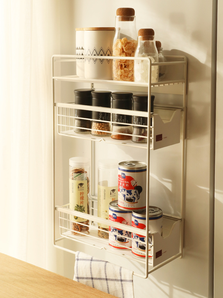 冰箱置物架侧收纳壁挂式夹缝侧边架子多层厨房用品家用大全调料挂