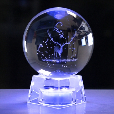 20情人节水晶球摆件3d内雕麋鹿银河生日礼物定制照片logo.