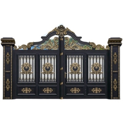 别墅庭院大门双开家用乡村铝合b金小区家用农村平移电动对开门