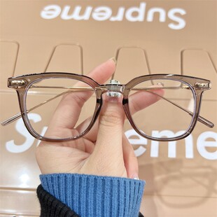 韩版ChrryKoop适合小脸眼镜框男透明白色小框平光镜可配度数防蓝