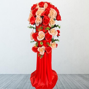 婚庆路引新款花柱装饰开业中式婚礼布置引路花篮迎宾绢花柱子