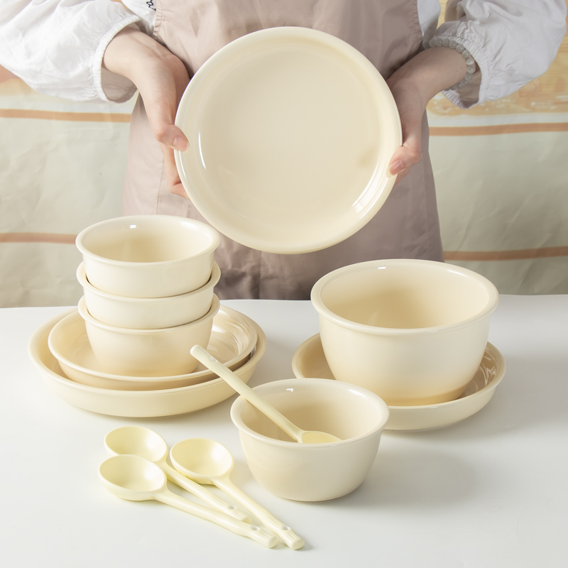 陶瓷米饭碗ins奶油风大容量酸奶碗餐具汤碗家用大碗盘子碗碟套装