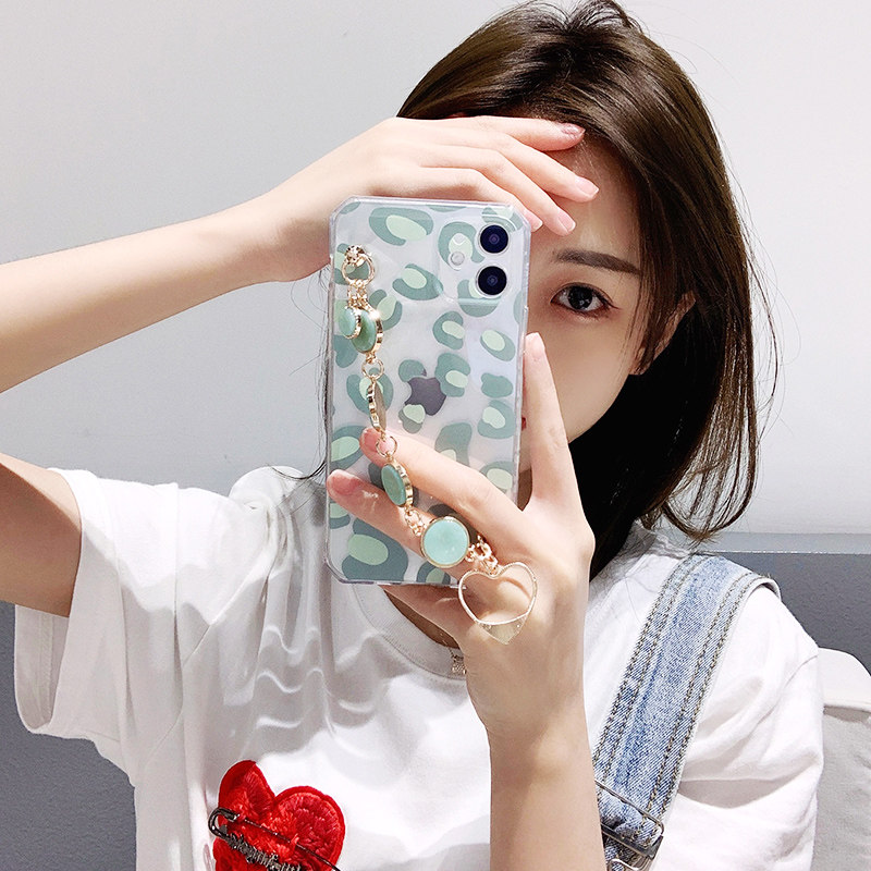 适用iphone12promax手机壳苹果12pro保护套女款带手链mini小清新网红