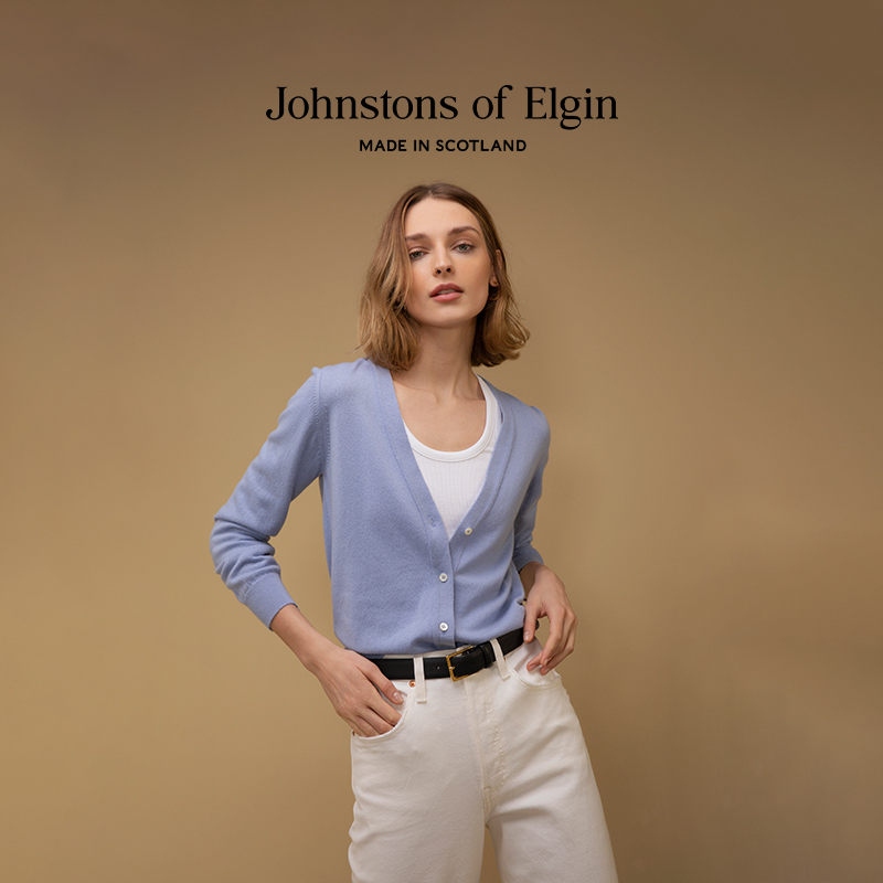 【会员7折】Johnstons of ElginV领开衫女羊绒针织衫舒适春秋季