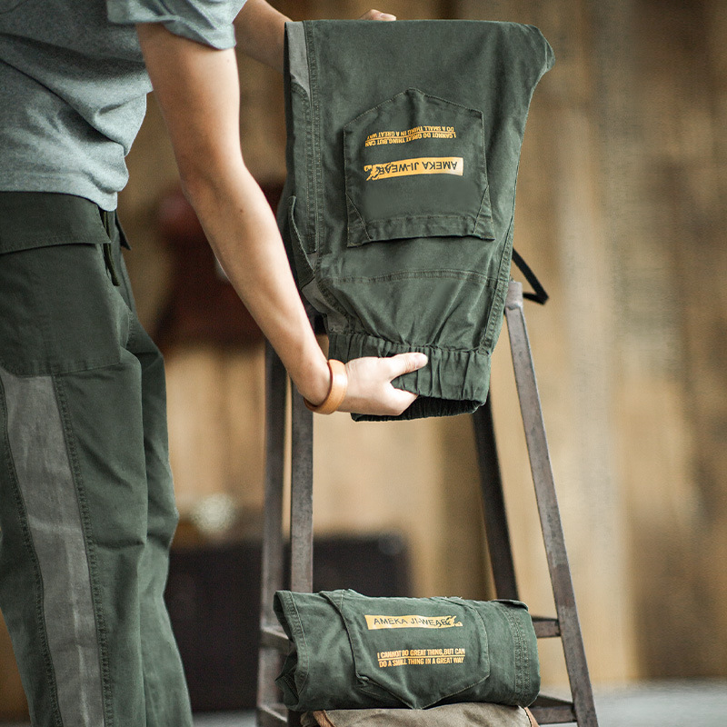 Madden tooling solar system leisure time Pocket stitching Ankle banded pants Army green Easy Feet Elastic Ninth pantsin the Men's clothing, Casual pants category - from Buy2taobao.com to provide professional Taobao agent buy service