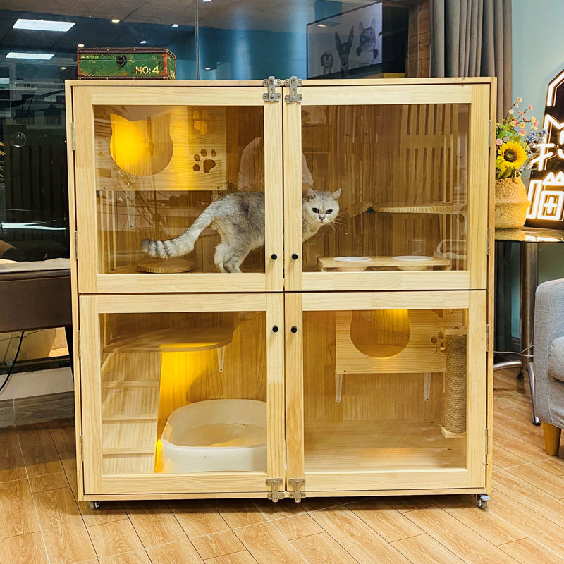喵文文旗舰店的优惠券大全—猫别墅实木豪华猫窝猫舍猫展示柜猫酒店猫
