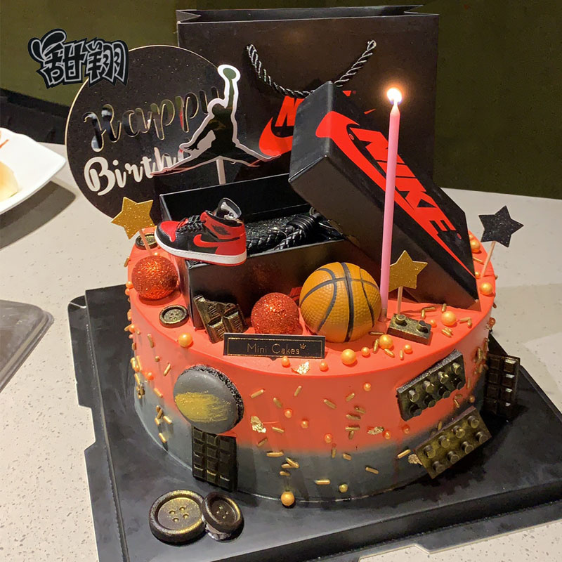 网红创意篮球迷aj鞋盒男士生日蛋糕深圳杭州苏州南京