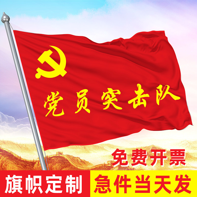 党员突击队旗帜示范岗先锋志愿者防控疫情国旗4号旗帜