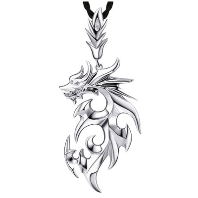 项链男龙形坠纯银图片