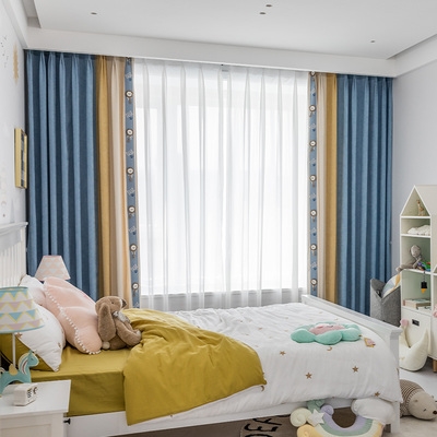 儿童房窗帘短款男孩卧室女孩北欧简约飘窗男童房遮光儿童窗帘布