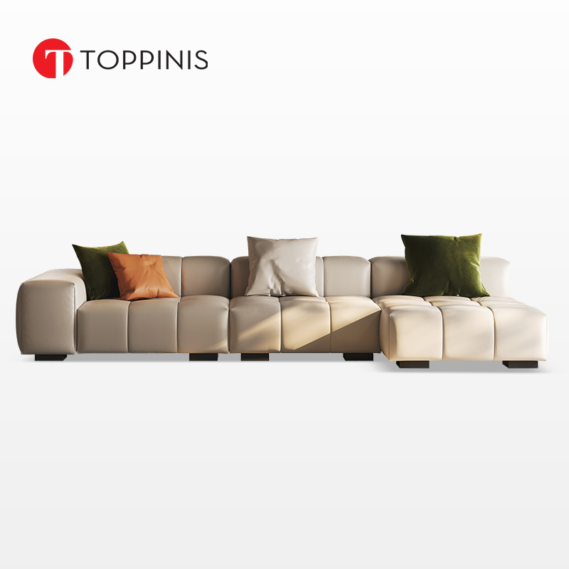 Toppinis全真皮沙发头层牛皮简约意式极简三人位皮艺沙发设计师款