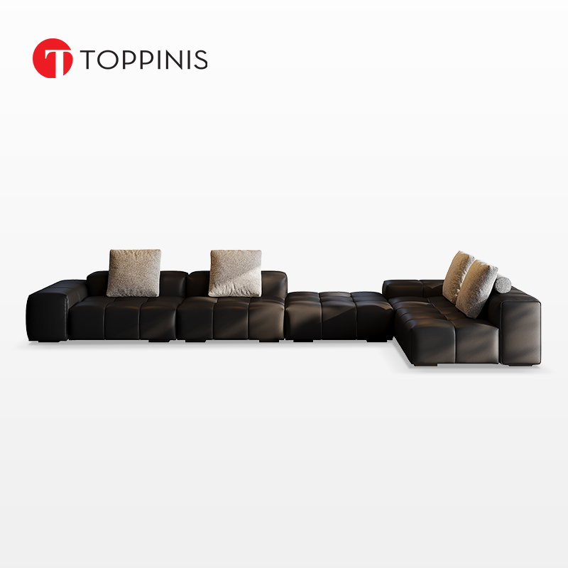 Toppinis意式极简真皮沙发大平层大户型客厅头层牛皮模块像素沙发
