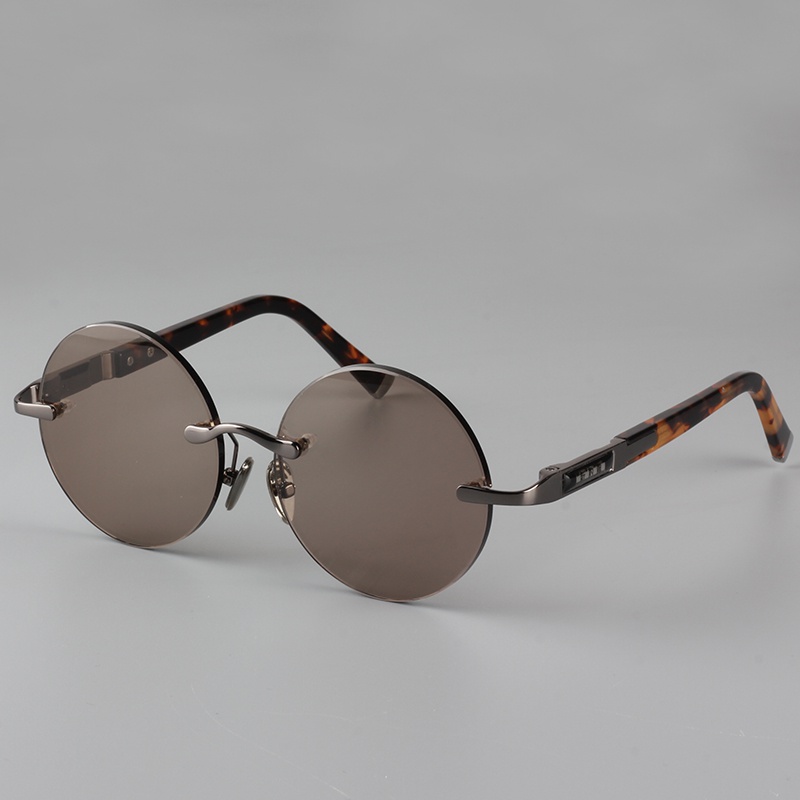 天然水晶石眼镜男正品复古清凉养眼圆形无框东海水晶太阳镜石头镜