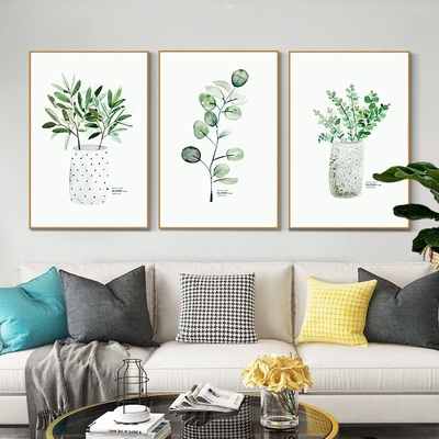 三联画客厅现代简约小清新图片