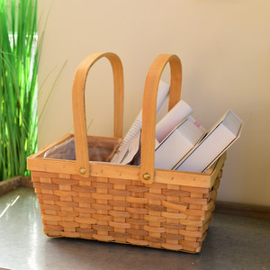 木篮子收纳篮藤编手提图片