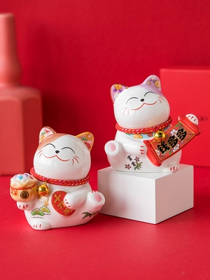 招财猫小摆件创意客厅家居电视鞋柜旺财办公室桌面财运开业装饰品