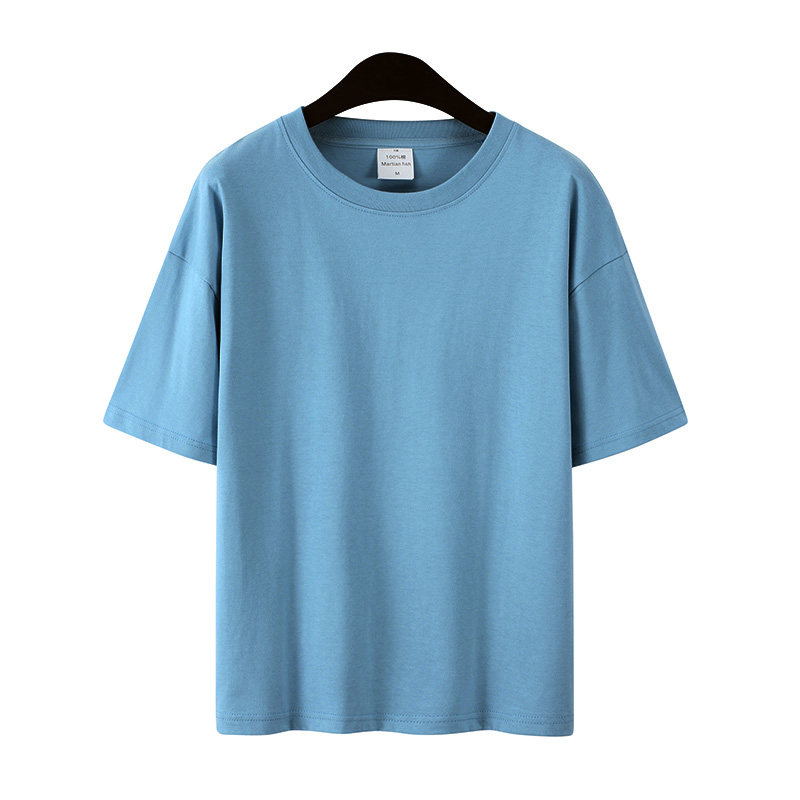 潮牌纯色t恤男宽松短袖bf美式重磅纯棉t恤男女基础款oversize打底