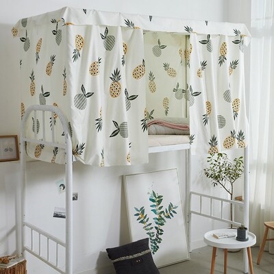 窗帘少女心床上绿叶床幔上下铺高中生学生宿舍床帘遮光格子上下.