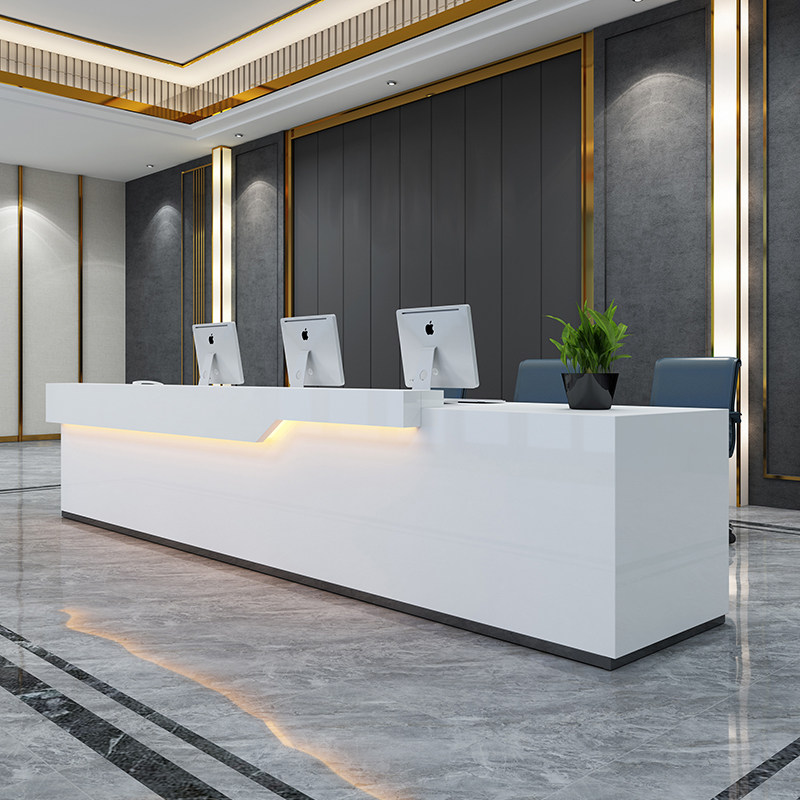 现代简约时尚烤漆前台公司接待台办公吧台柜台形象台迎宾台服务台