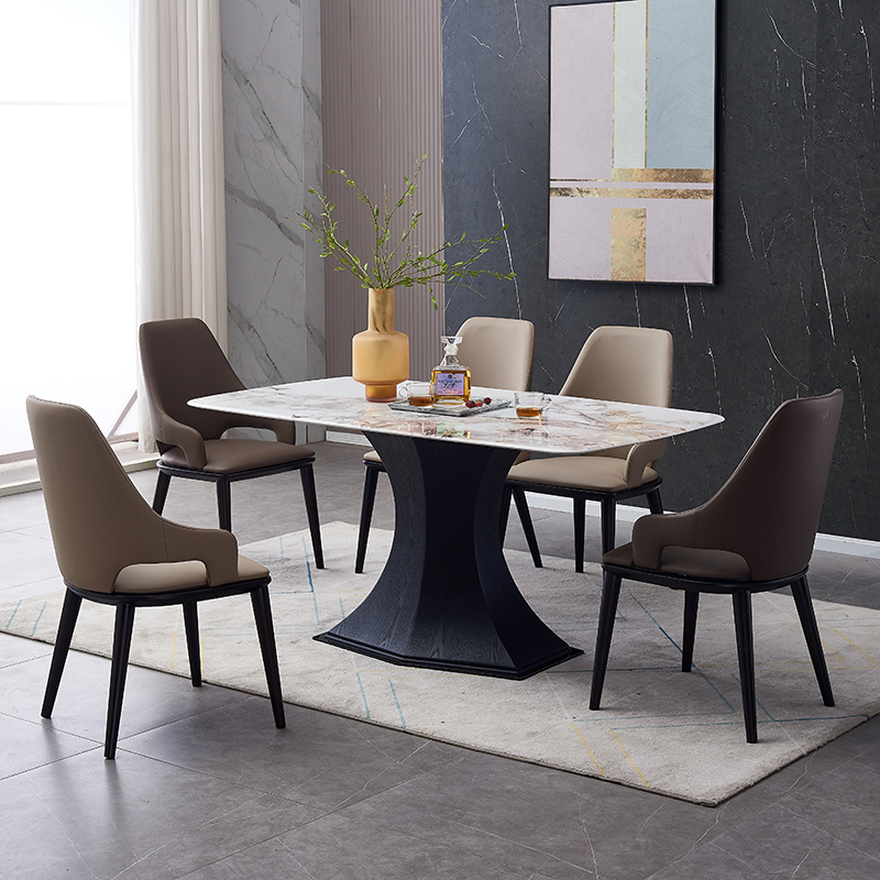 意式极简大理石餐桌组合极简餐厅可定制现代简约实木网红吃饭桌子