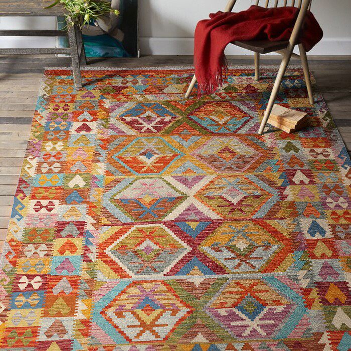 阿富汗手工编织羊毛复古几何现代民族风地毯地垫地毯