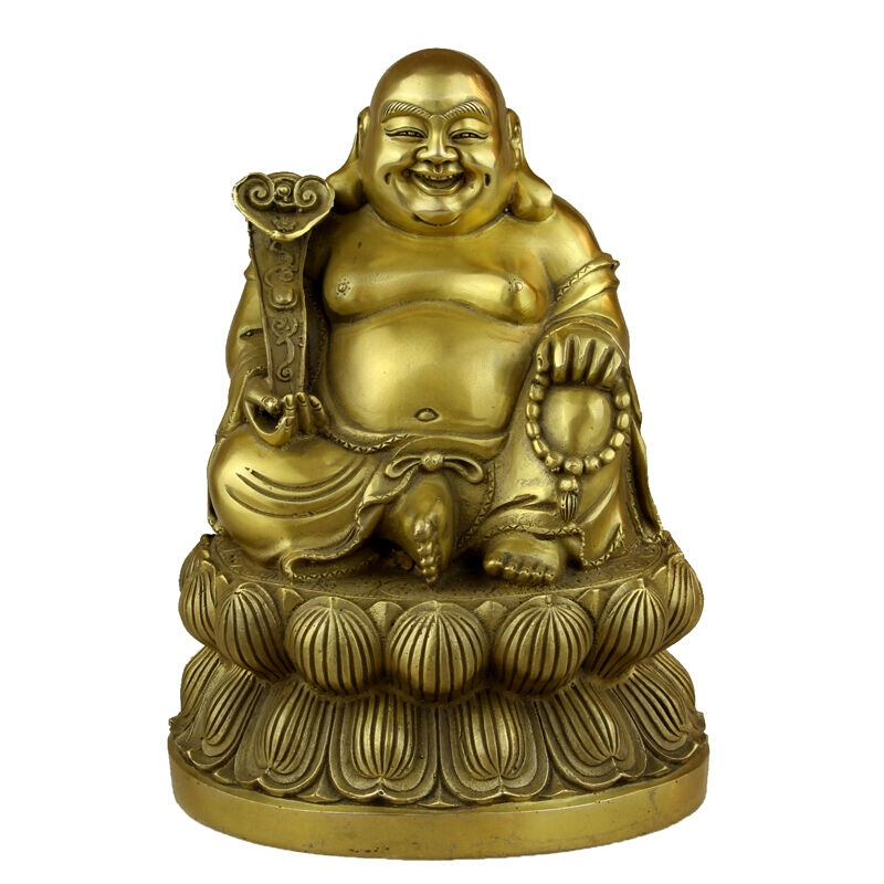 欧尼奈思(onnaisi)纯铜佛像笑口常开大肚弥勒佛菩萨笑面佛家居