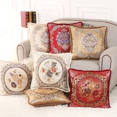 欧式沙发靠垫长方形靠枕刺绣抱枕套不含芯客厅床头靠背垫大号腰枕