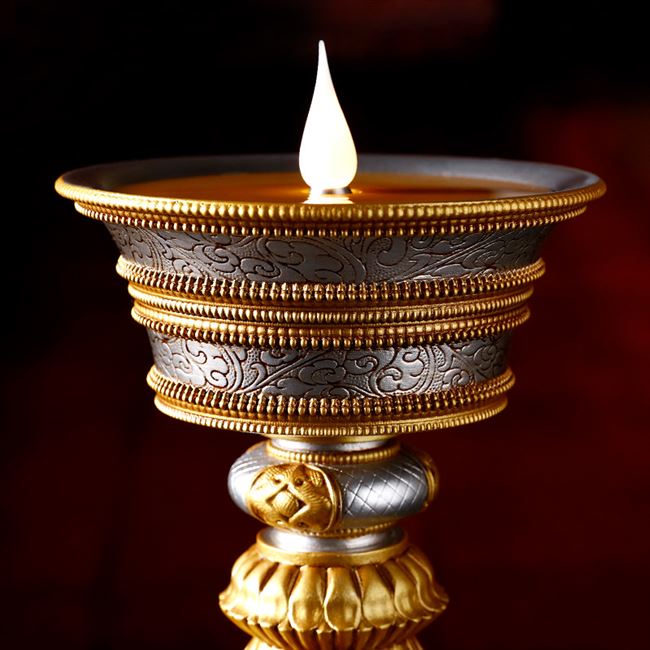 家用烛台长明灯充电led酥油灯供佛灯插电新款花纹电子佛前供灯.