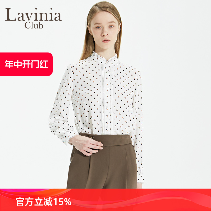 Lavinia 拉维妮娅秋季新品女士衬衫宽松长袖波点薄款百搭法式衬衣