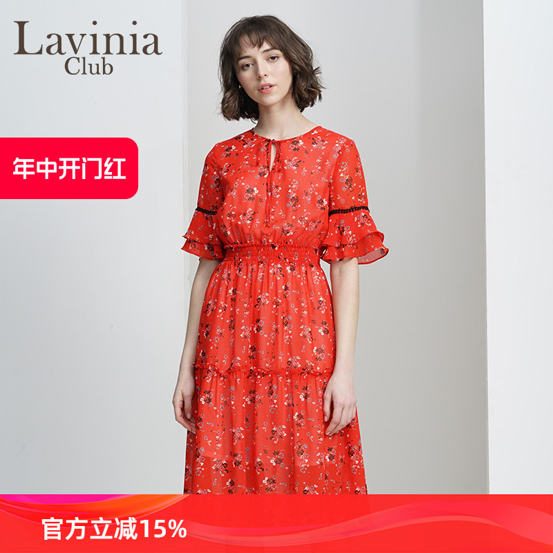 Lavinia Club/拉维妮娅2019夏季新品修身薄款碎花连衣裙M193LQ97