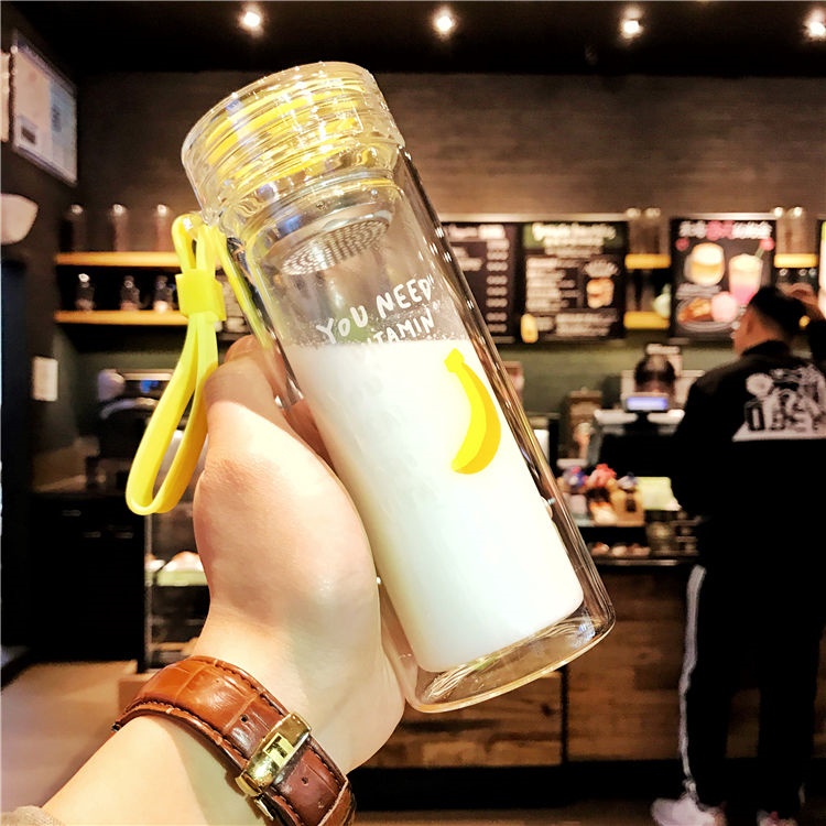 双层透明g隔热耐高温玻璃杯女学生可爱随手杯花茶水杯韩版泡茶杯