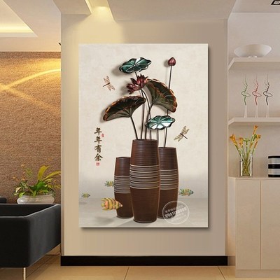 现代简约客厅走廊过道装饰挂画欧式玄关竖款单幅饭店酒店墙面壁画