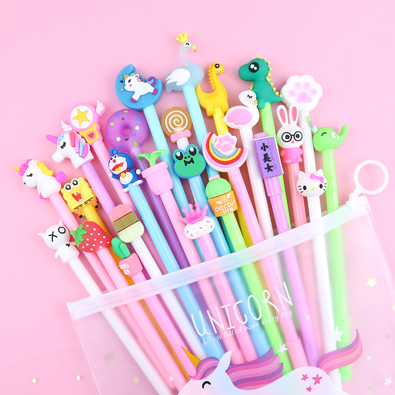 卡通中性笔网红笔可爱超萌创意女生款少女心文具批发水性黑笔芯圆珠