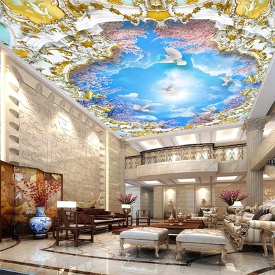 1  !3d纸立体大型壁画夜空月亮ktv客厅宇卧室天花吊顶墙壁纸宙星空