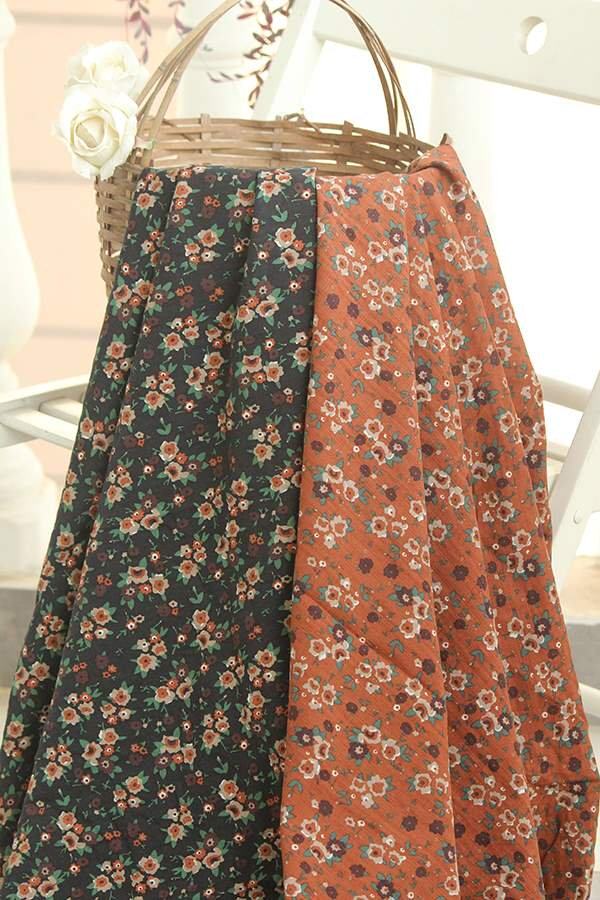 棉布碎花泡泡桃布料手工汉服连衣裙袍子服装棉竹节深色