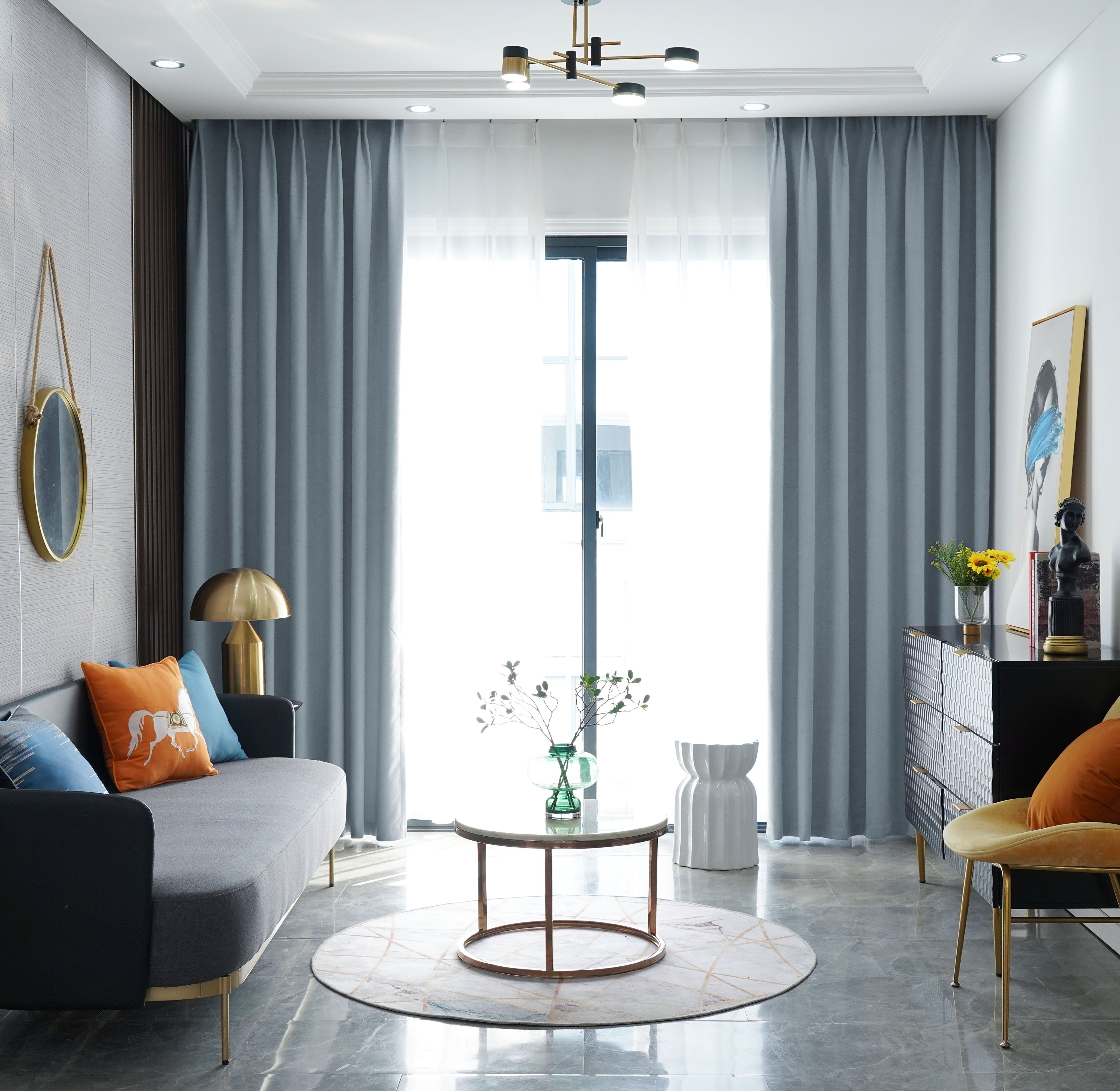 北欧风免打孔窗帘送伸缩杆