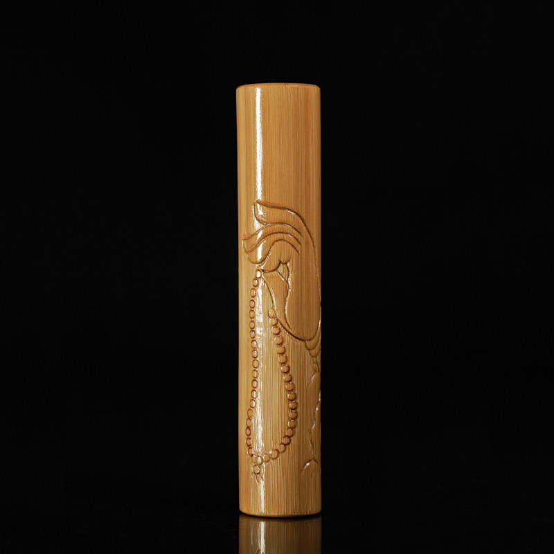 艺竹情名师精雕原材料高密度佛手念珠玉竹实心竹把件保养文玩配饰