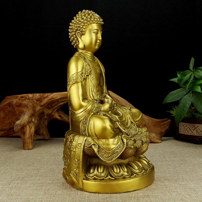 如家本铜像坐r像三居纯佛佛释来件佛迦尼牟佛佛摆师佛宝佛祖药日