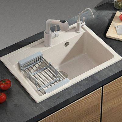 陶尔曼石英石洗菜盆水槽单槽家用菜盆洗菜池花岗岩厨房水池燕麦色