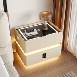 悬浮式床头柜奶油风简约现代轻奢高级感智能无线充电感应灯床边柜