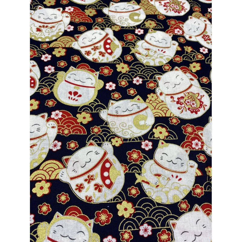 和风烫金纯棉布料日式印花布和服汉服古风旗袍面料汽车内饰改装布