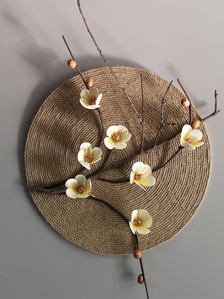 雪梅装饰挂件干花麻绳壁饰创意怀旧复古墙面壁饰